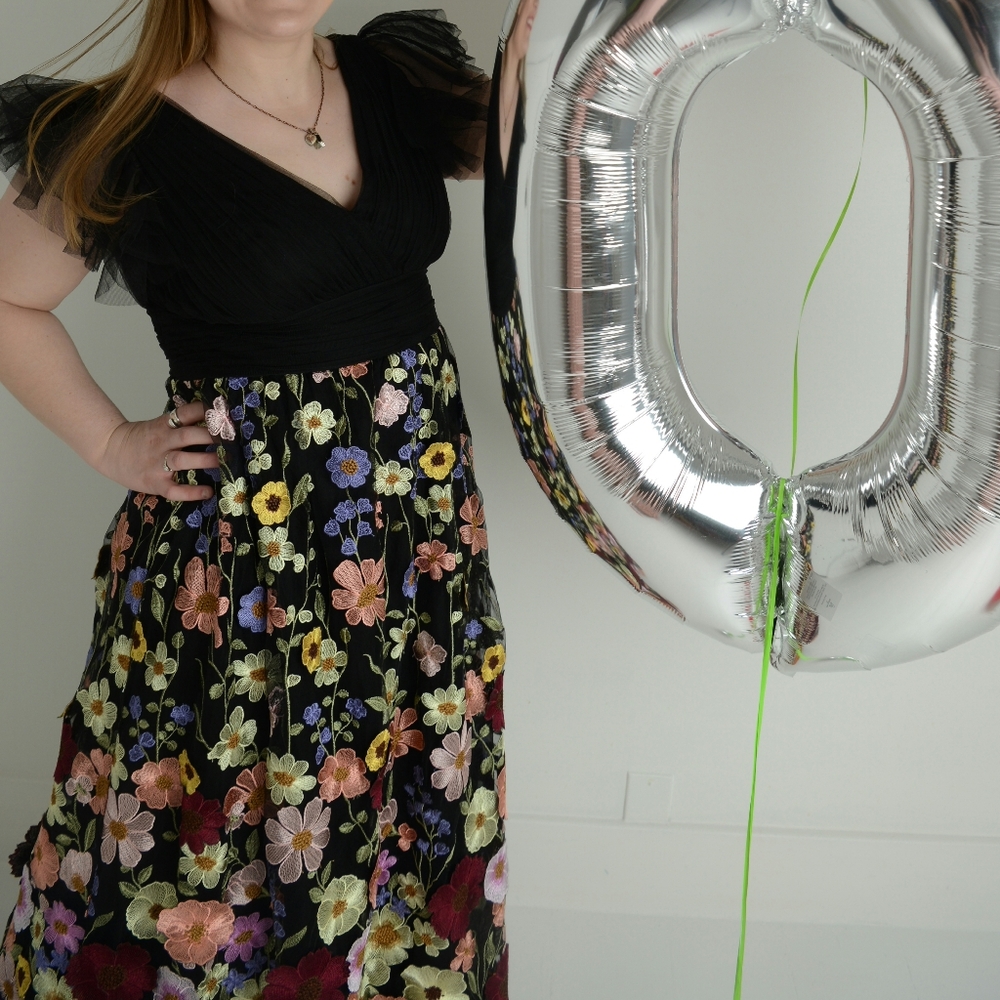 Floral Embroidered Mac Duggal A-Line Gown Size 12